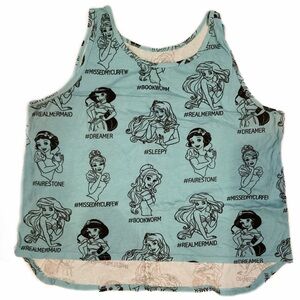 4/$15 💗 Size L Blue Aqua Disney Princess Sleep Tank